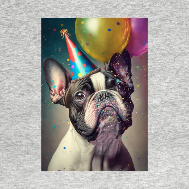 Pied French Bulldog Birthday Card #3 by candiscamera